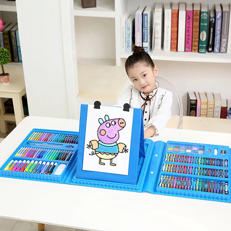 208PCS Art Painting Set Watercolor Pencil Crayon Water Pen Drawing Board Doodle Supplies Student Educational Gift
