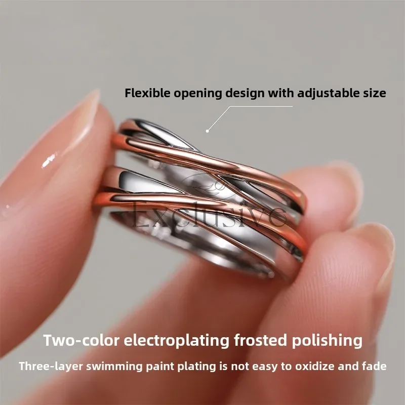 Flying together, couple ring light luxury niche design two-color opening