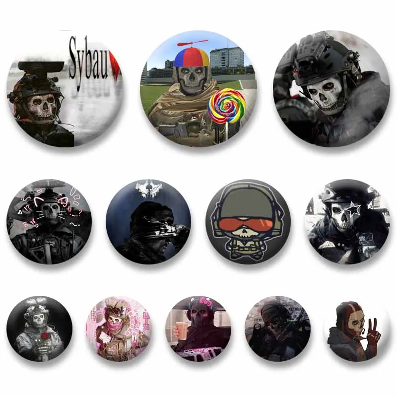 

Funny Simon Ghost Riley König Enamel Brooch Creative Cartoon Game Character Badge Clothes Punk Lapel Pin Jewelry Friend Gifts