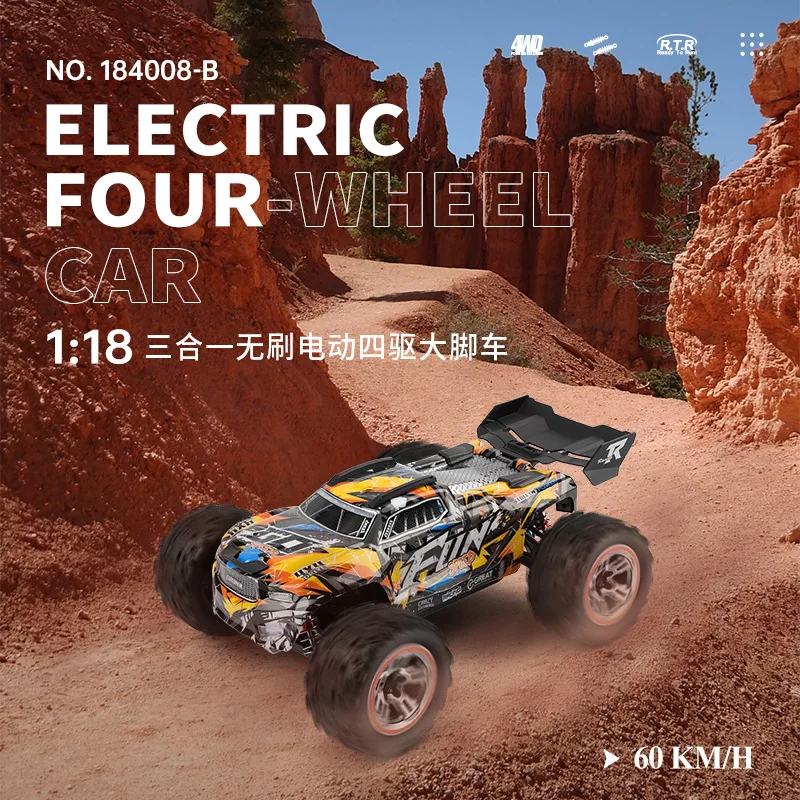 184008-B Weili 1:18 Three-In-One 2.4g Brushless Electric Rc Remote Control Four-Wheel Drive Bicycle Metal Shock Absorber Toy Car