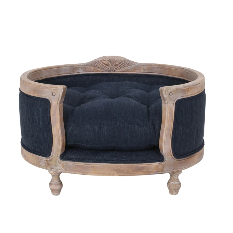 

Upholstered Medium Pet Bed with Wood Frame