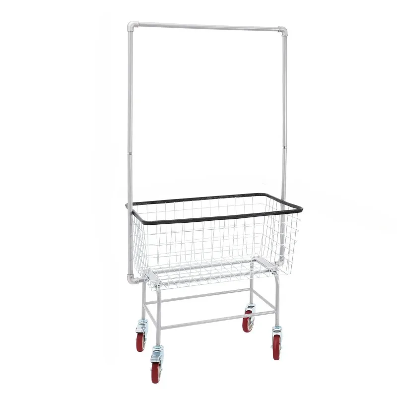 

for Removable Laundry Cart， Heavy Duty Steel Laundry Cart Commercial Rolling Cart，with Basket，Double Pole Rack