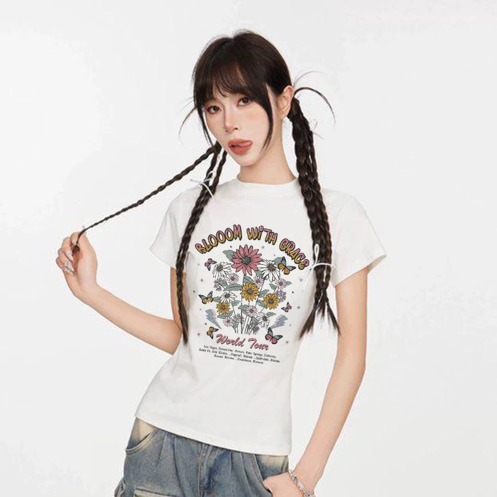 

2025 Women's T-shirt Slim Korean O-neck Tees Y2k Stylish Comfortable Spring Summer Fashion Tops Female Short Sleeve T-Shirts