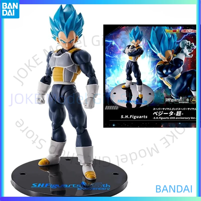 

Original Bandai S.H.Figuarts 15th Super Saiyan God Vegeta Blue Red Hair Dragon Ball Z In Stock Anime Collection Model Toys