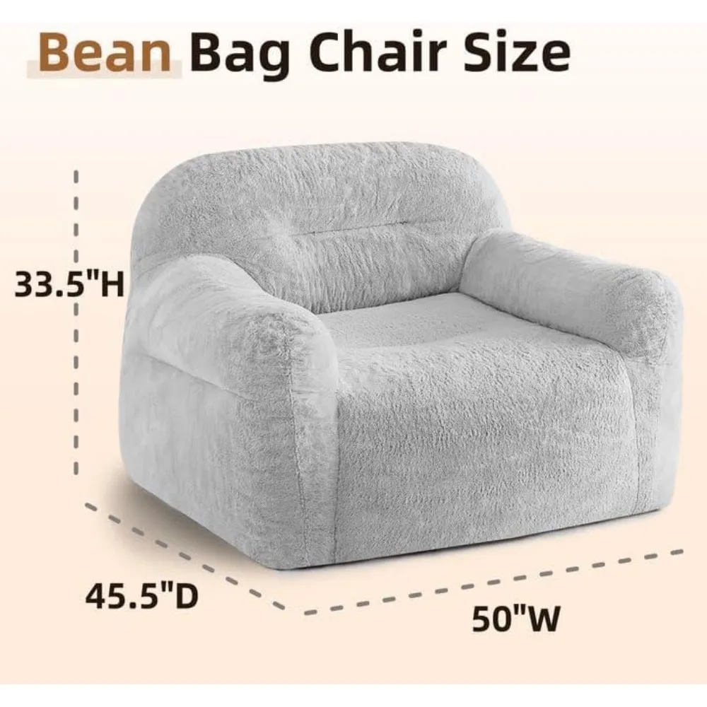 Bean Bag Chair for Adults - Large Bean Bag Couch with Armrests, Bean Bag Sofa Stuffed High-Density Foam