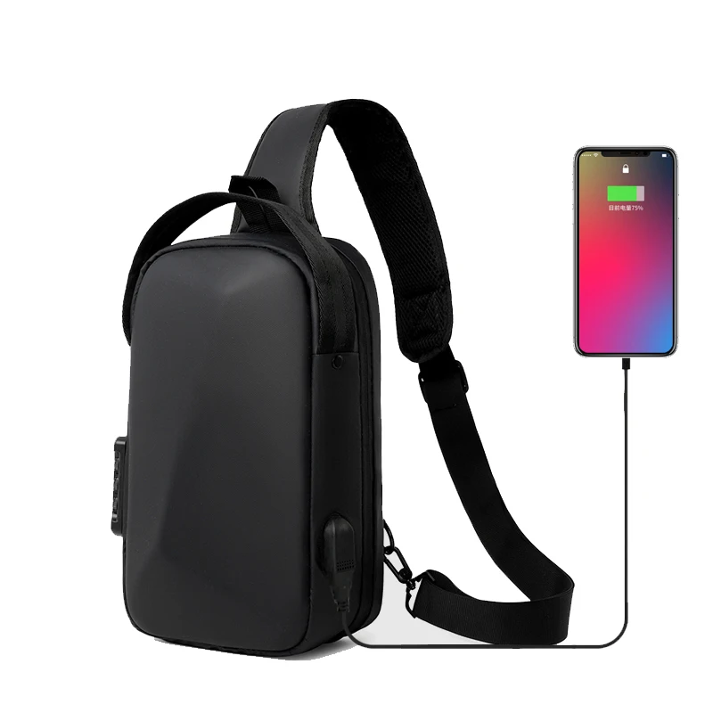 

Men Anti Theft Chest Bag Password Lock Shoulder Bags USB Charging Crossbody Package Messengers Bags Men's Oxford Sling Pack