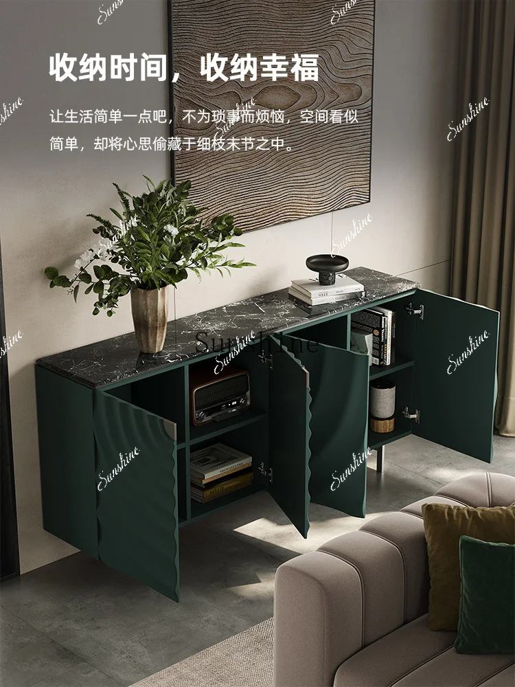 Light luxury high-end marble door cabinet, living room small apartment, modern entry door solid wood cabinet  FT
