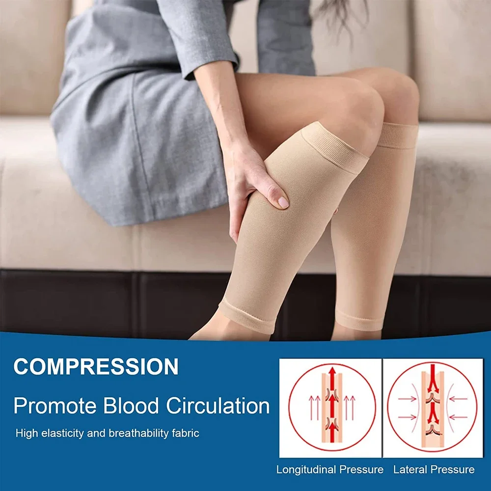 1Pair 15-20mmHg Medical Compression Knee Socks Up to 3XL for Women & Men For Circulation, Lymphedema