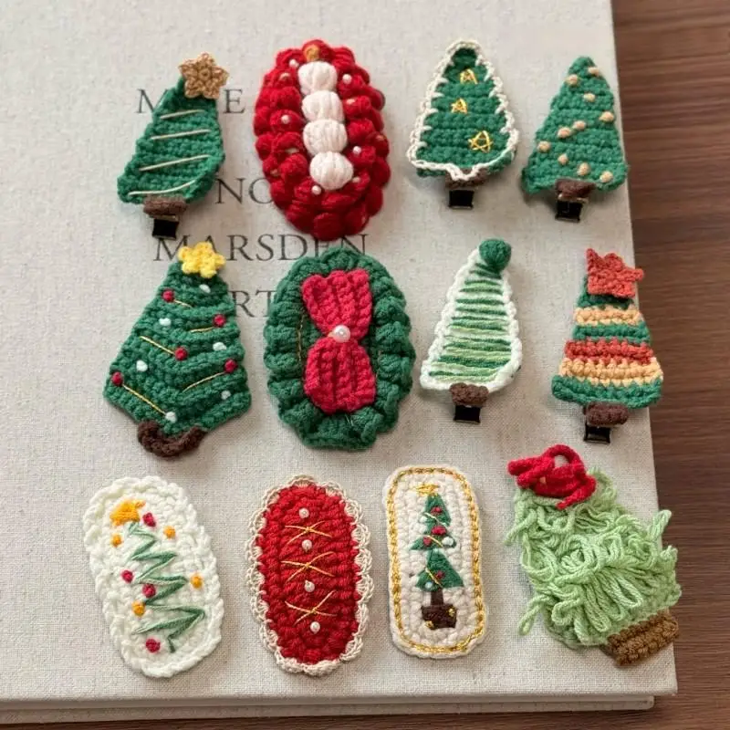 Niedliche Weihnachtsgarn-Haarspangen für Kinder, Pony, Haarnadel, Kopfbedeckung, lustiger Haarschmuck mit Weihnachtsmotiv