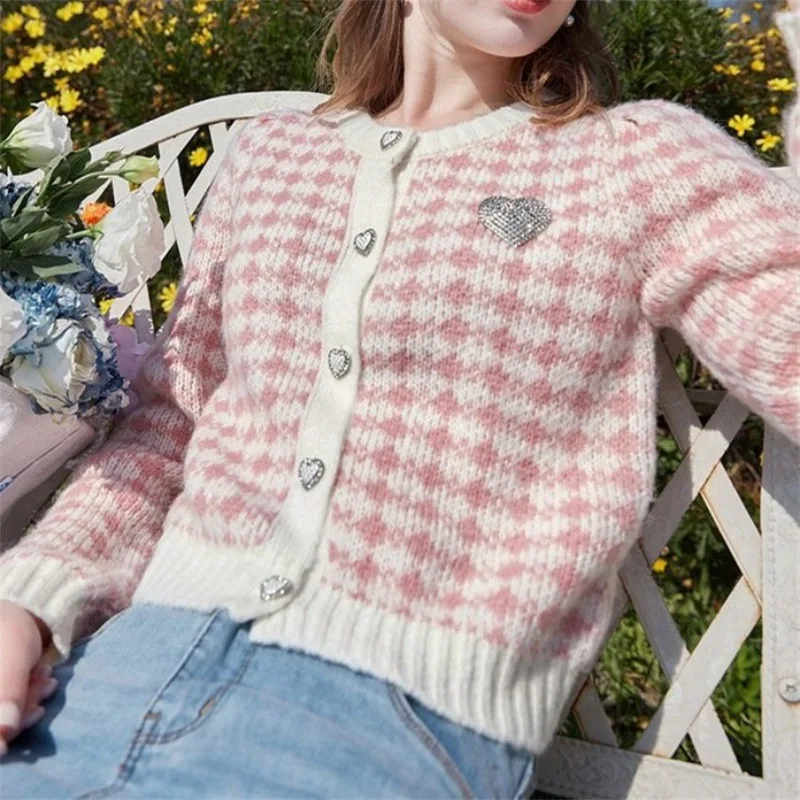 

Women's Korean Fashion New Korean Long-sleeved Knit Sweater Cardigans Outwear Coat
