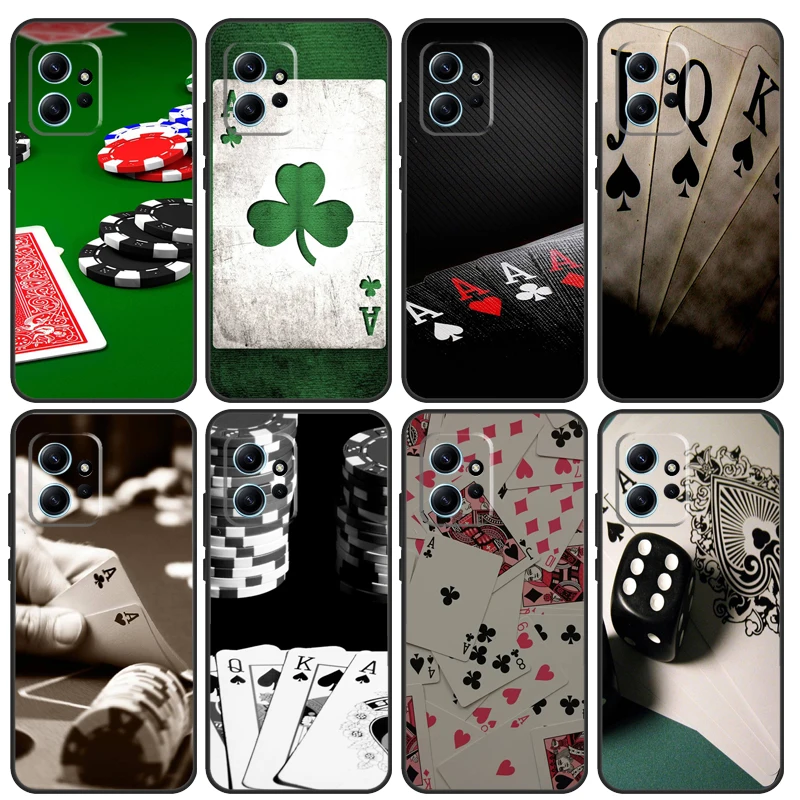 Poker Playing Cards Case For Xiaomi Redmi Note 12 9 10 11 Pro 12S 9S 10S 11S Cover For Redmi 12 13C 12C 9C 10C