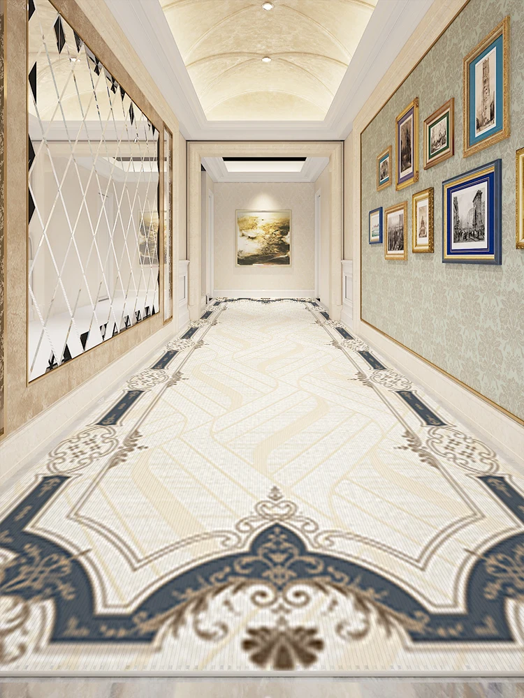 

European Style Carpet Corridor Hallway Long Area Rugs Villa Stairway Runners Floor Mat Home Porch Entry Doormat Tatami Pad