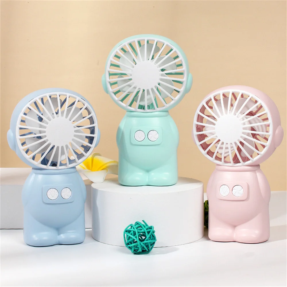 Hand Fan Silent Usb Rechargeable Convenient Colored Light Portable Fan Night Light Small Fan Polychromatic Durable Desktop Fan