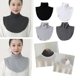 2024 New Winter Modal High Nack Fake Collar Women Solid Detachable Fashion Color Warm Collar Jersey Turtleneck Elastic B7B8