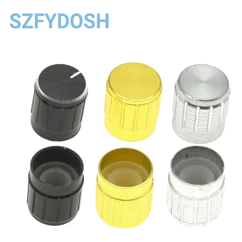 10PCS aluminum alloy 15*17mm potentiometer knob rotation switch volume control knob black silvery Gold