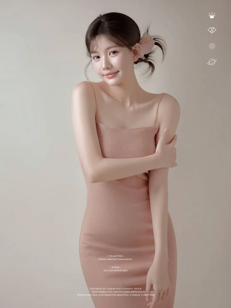

Oxygen Sweet Girl Portrait Strap Dress Art Photo Shoot Simple Style Summer New Arrival Women's Ethnic Costume Stage Cos...