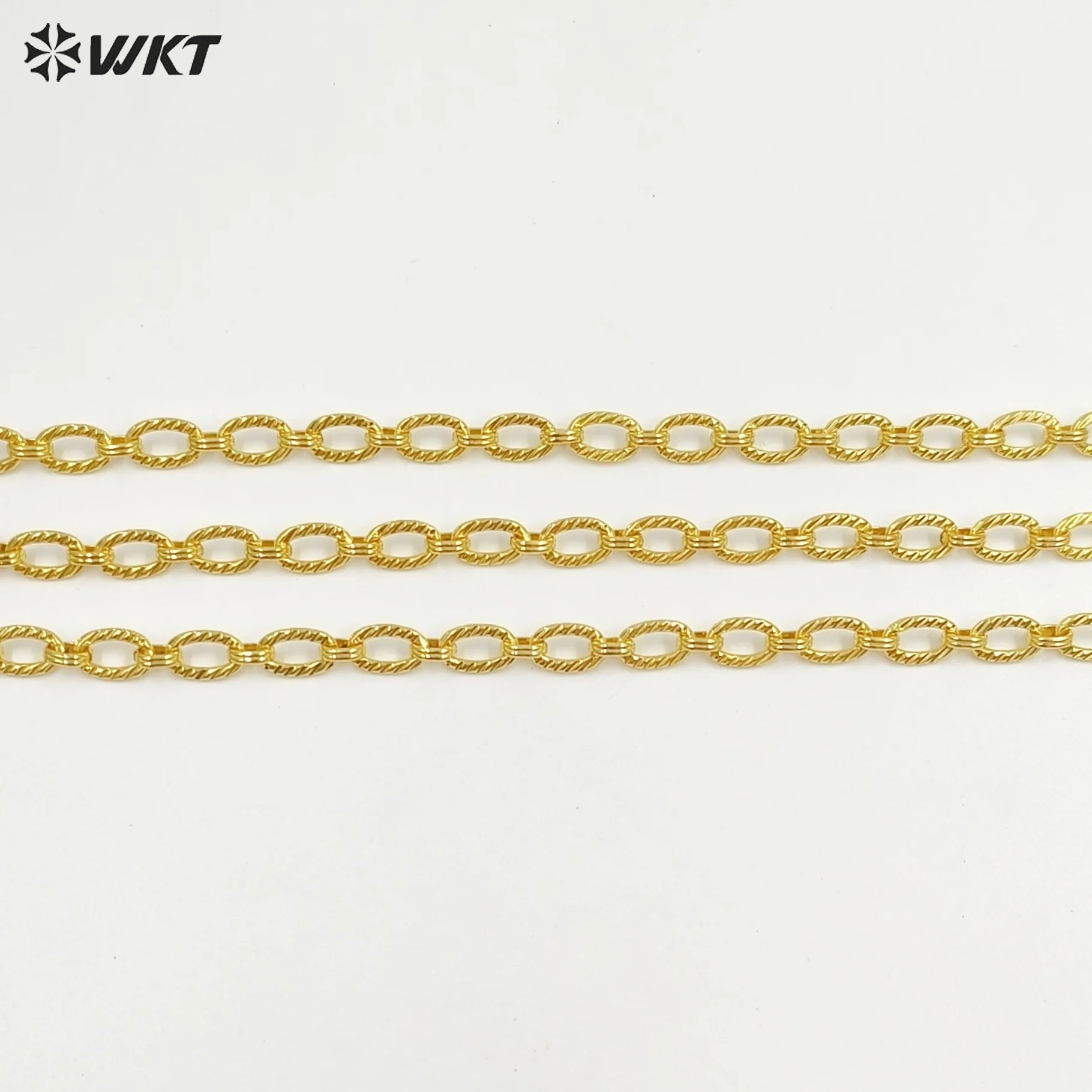 WT-BC260 Newest Fashion Simple Oval Shape Metal Yellow Brass Chain Resist Tarnishable Gold Plated For Necklace Bracelet Design