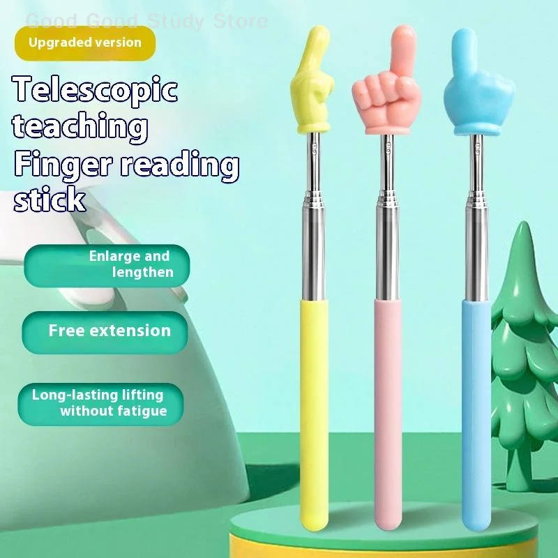Durable Stainless Steel Teaching Pointer Telescopic Rod Finger Design Teaching Stick Classroom Finger Teachers