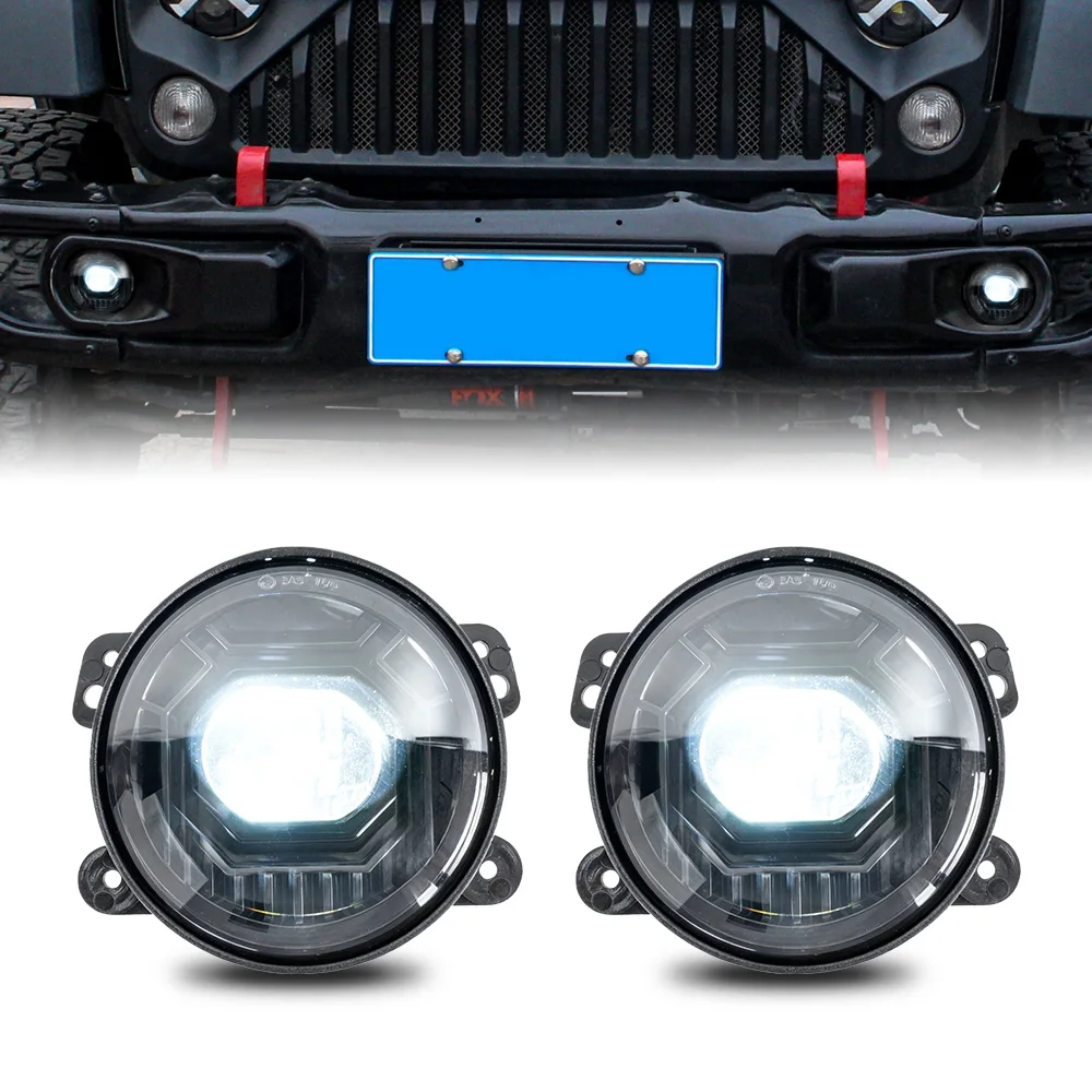 4 Inch Round 30W LED Fog Lights White Compatible with 2006-2017 Jeep Wrangler JK Journey Magnum PT Cruiser
