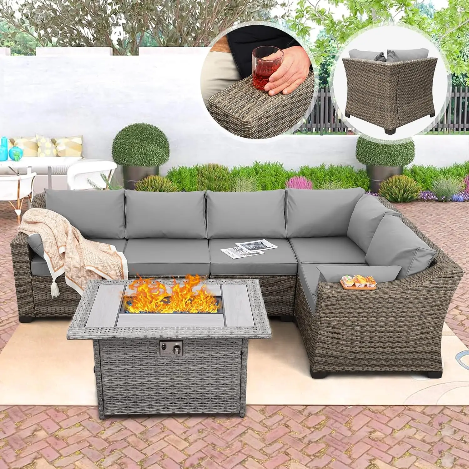 Furniture 6 Piece Set of Outdoor Patio Furniture 45