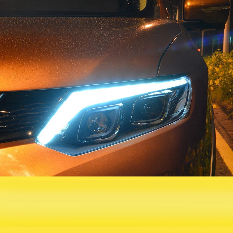 Suitable for 14-16 Model X-Trail Headlight Assembly Modified LED Lens Headlight Daytime Running Light Flowing Turn Signal Light