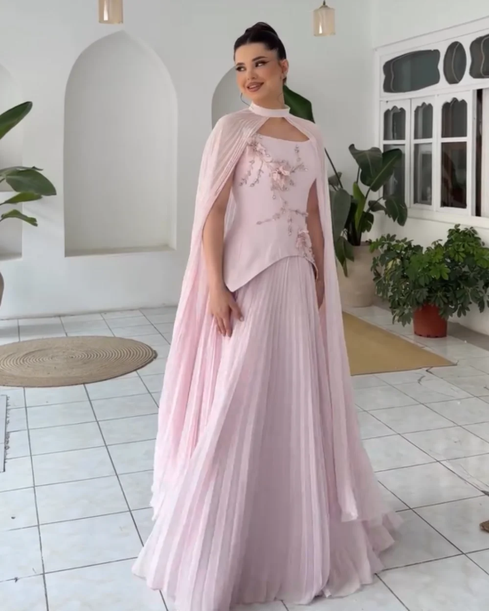 

Customized Intricate Jersey Pleat Flower A-line Strapless Long Dresses Bespoke Occasion Fashion Chinese Style