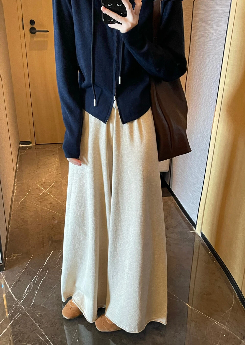 New Knitted Pendulum Wide-leg Pants Women's Wool Autumn and Winter Glutinous Rice Loose Straight Casual Culottes korean fashion