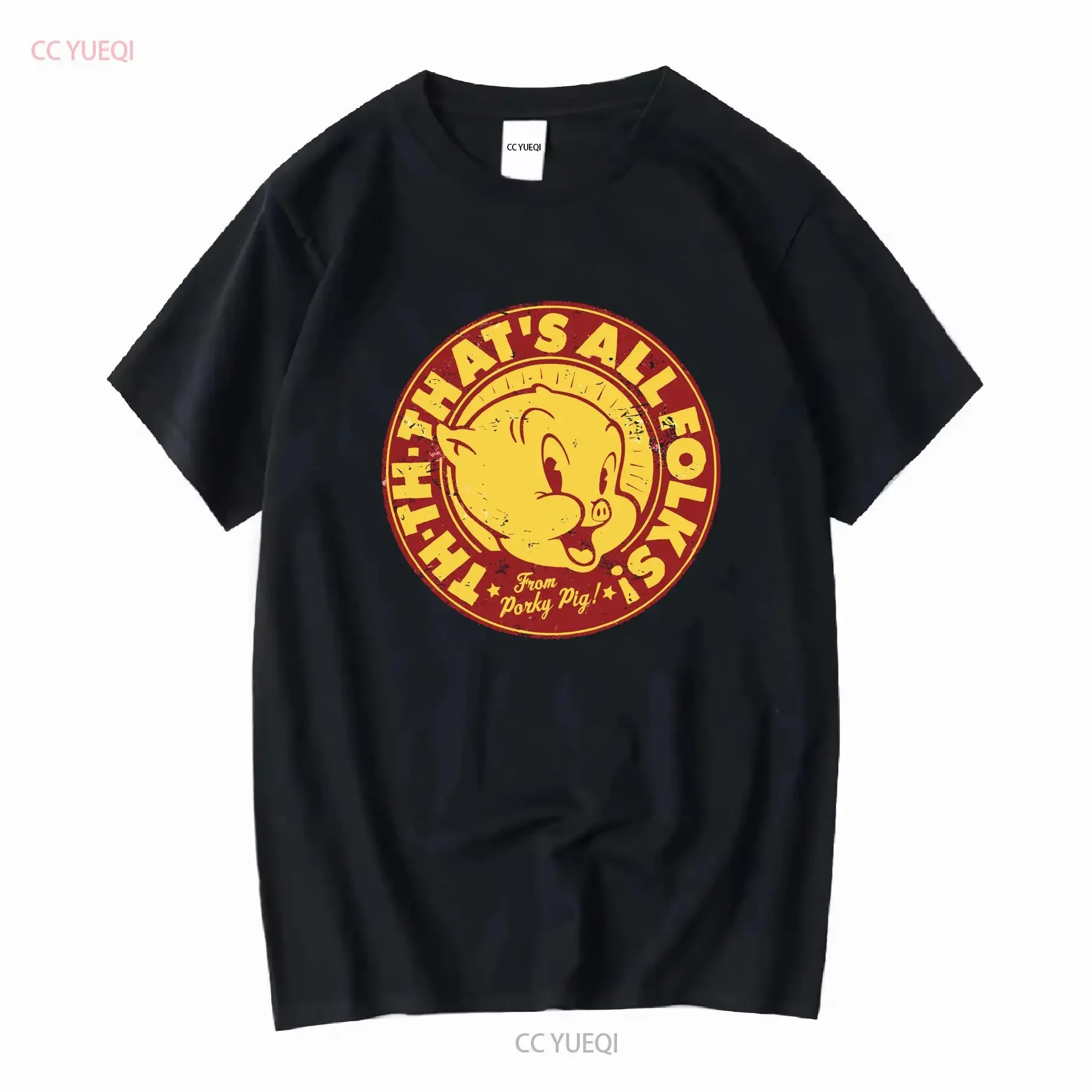 Camiseta oficialmente con licencia Porky Pig That's All People 3XL 4XL 5XL para hombre, manga larga o corta, vintage, lavada, versátil