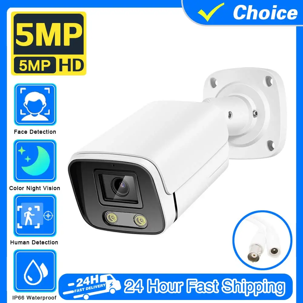 AHD Camera 5MP Outdoor Street White Body CCTV Video Surveillance Colorful Night Vision Home Security Camera 5MP