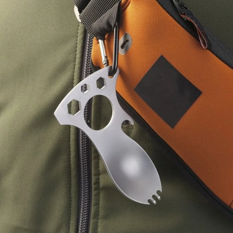 

Outdoor Multifunctional Practical Fork Spoon Beer Cap Wrench Portable Camping Mini Stainless Steel EDC Bottle Opener