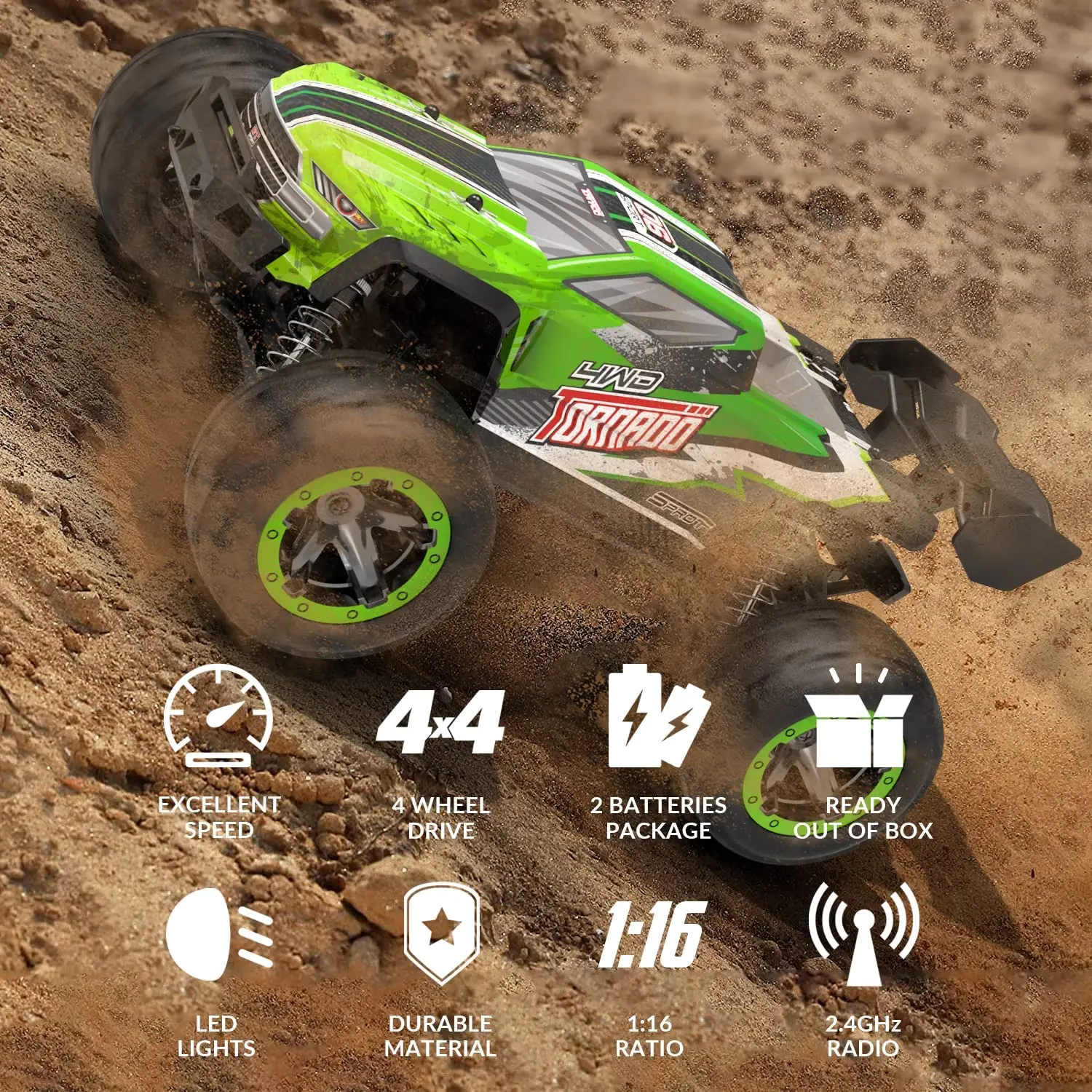 1: 16 High-speed Remote-controlled Vehicle All Terrain Climbing and Drifting Off-road Vehicle Four-wheel Drive Electric Toy Car