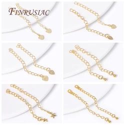 18K Gold Plated Chain Extender with Tag Brass Metal Extension Chain Connectors For DIY Necklace Bracelet Jewelry Making Findings