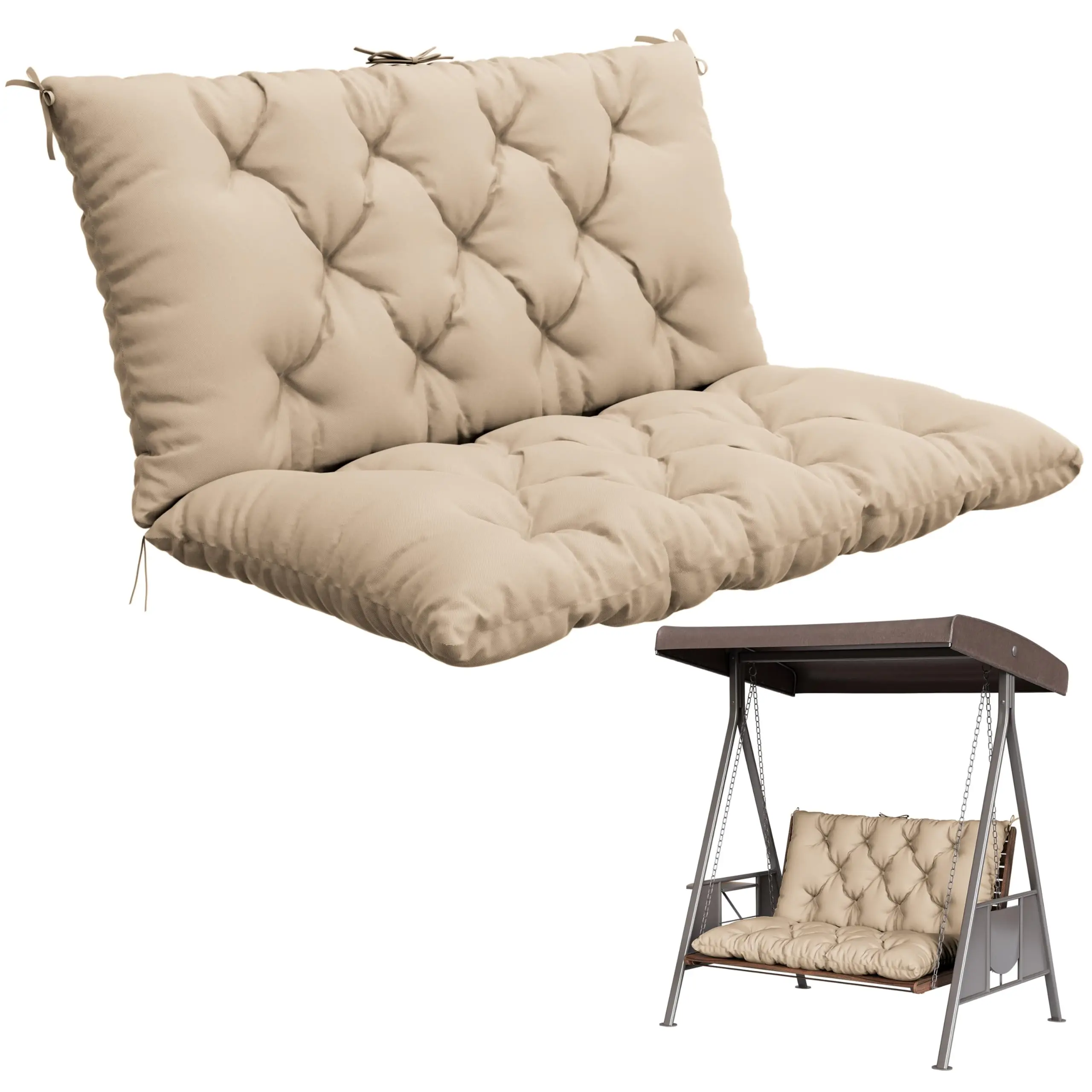 Swing Cushions 2-3 Seater Replacement,Outdoor Porch Swing Cushion Waterproof Thicken 4
