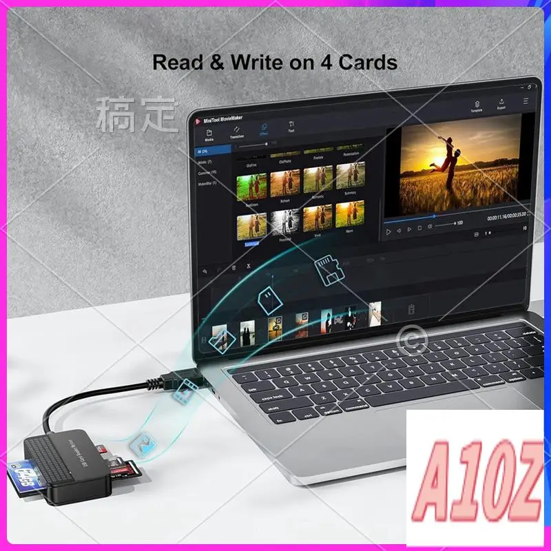 0Z-Reader 4-In-1, TF SD MS CF Card Reader Multi Card Adapter External For Computer Camera USB C & USB 3.0 Interface Durable