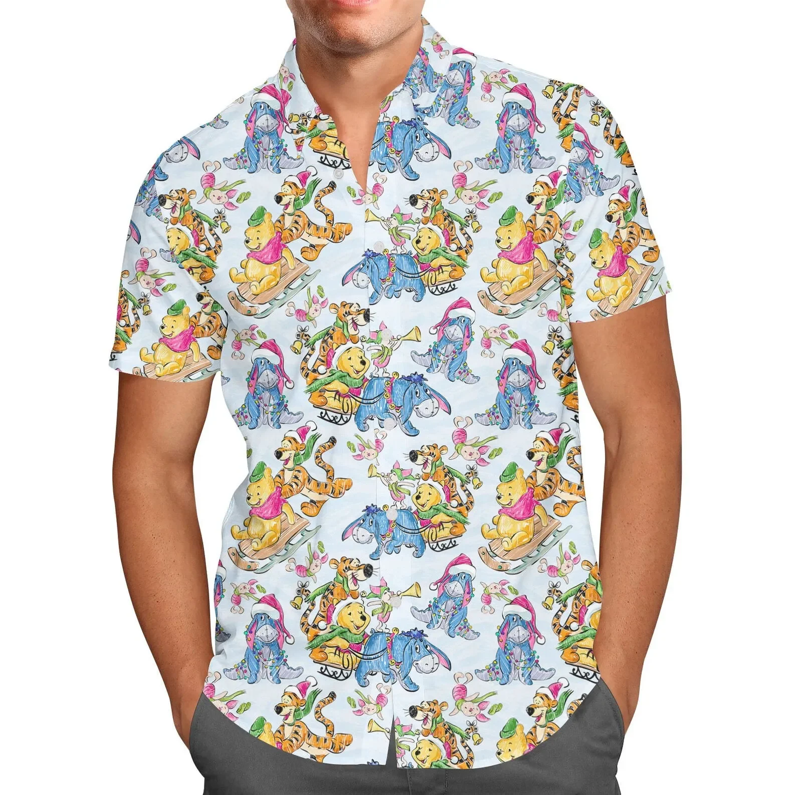 

Tigger Hawaiian Shirts Unisex Short Sleeve Shirts Disney Hawaiian Shirts Vintage Button Down Shirts Casual Beach Shirts