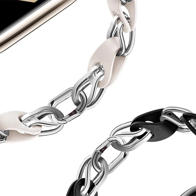 Correa de cuero y acero inoxidable para xiaomi Mi Band 8, accesorios para smartwatch, pulsera, correa NFC