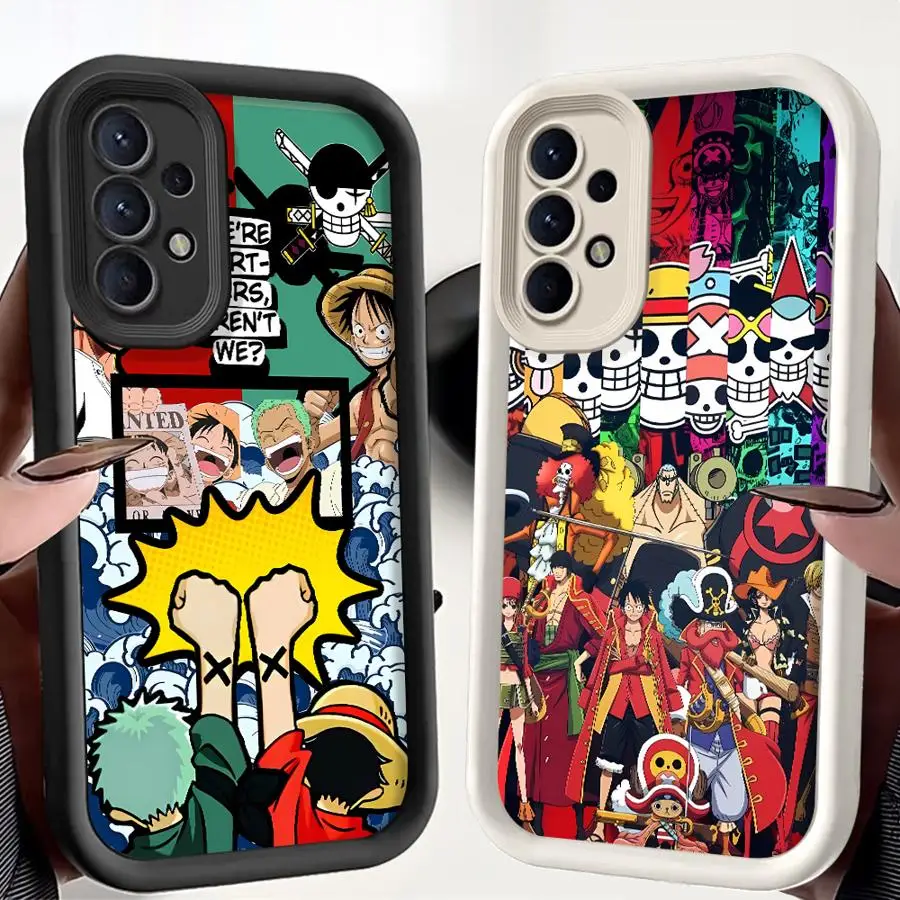 كارتون قطعة واحدة لوفي زورو حافظة لهاتف سامسونج جالاكسي A25 A54 A06 A52 A15 A55 A72 A71 A53 A35 A73 A51 غطاء ناعم