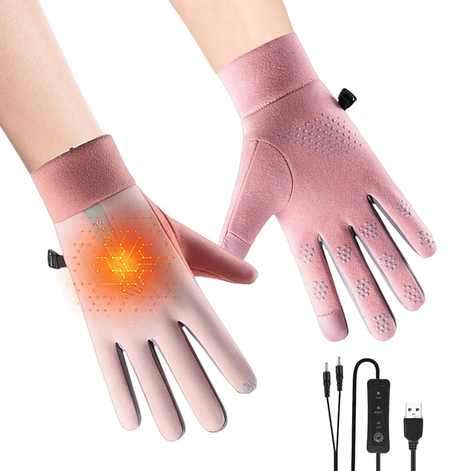 

Heated Gloves For Men Touchscreen USB Powered Winter Electric Mittens USB Heating Gloves Hand Warmers For Skiing Hiking Cycling