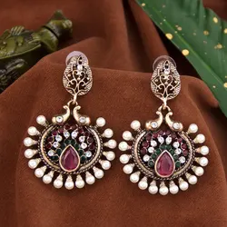 Sunspicems Retro Gold Color Indian Earring For Women Ethnic Bohemia Wedding Jewelry Traditional Egyptian Vintage Dangle Earrings