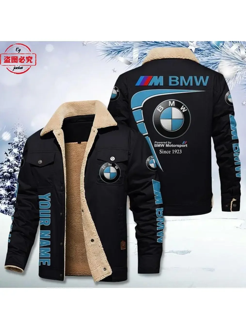 AliExpress BMW Motorcycle Logo Printed Jacket Stand Collar Men's Plus Velvet Winter Warm Cycling Suit BWM Motors Team Racing Suit Overalls