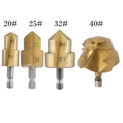 4pcs PPR Lifting Stepped Drill Bit Hexagon Shank Water Pipe Connection Tool 20/25/32/40mm Full Open Process Reaming Drill Tool