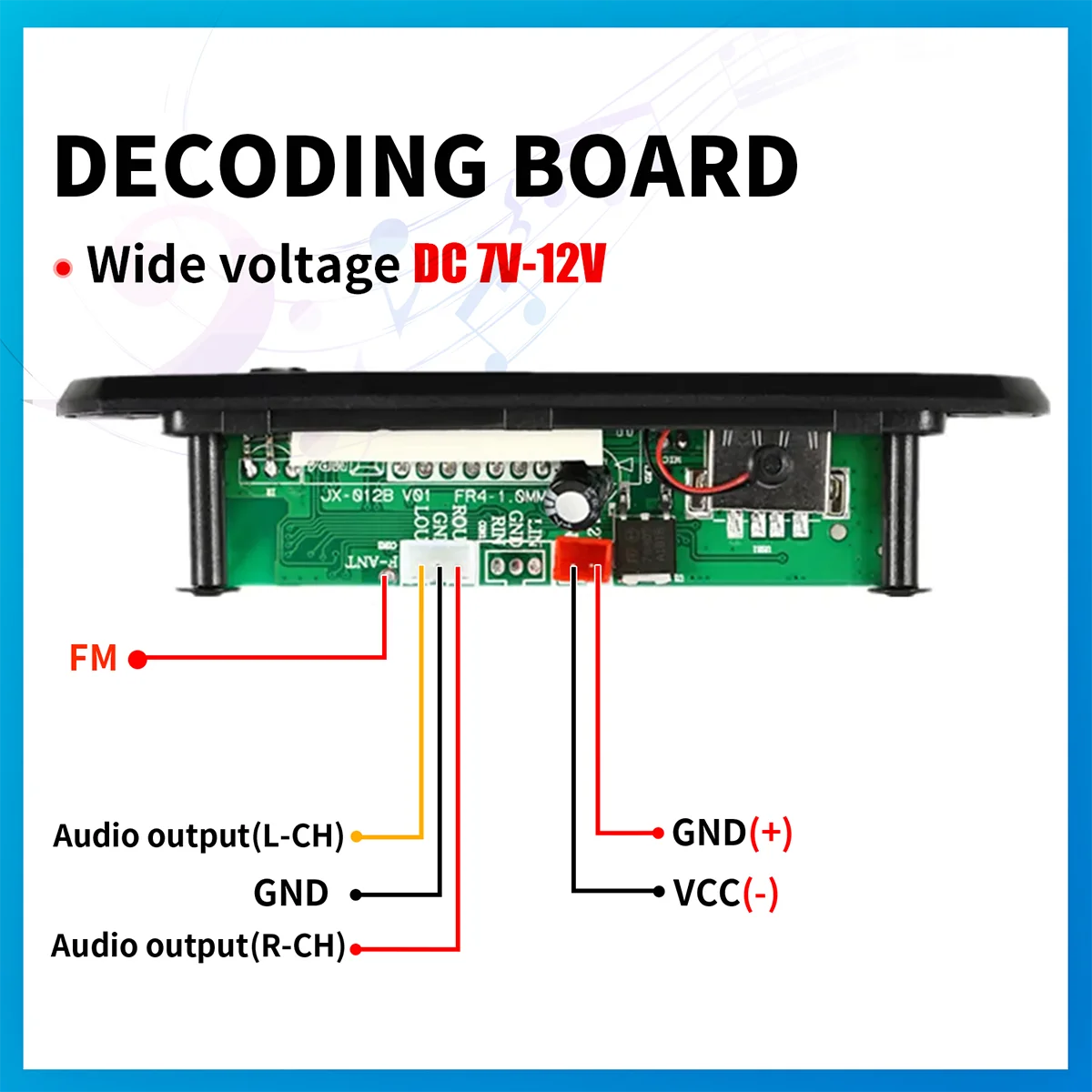 Bluetooth 5.0 DC 9V 12V MP3 Decoder Board Wireless Car MP3 Player USB Handsfree Recording Module TF FM Radio Power Off Memory