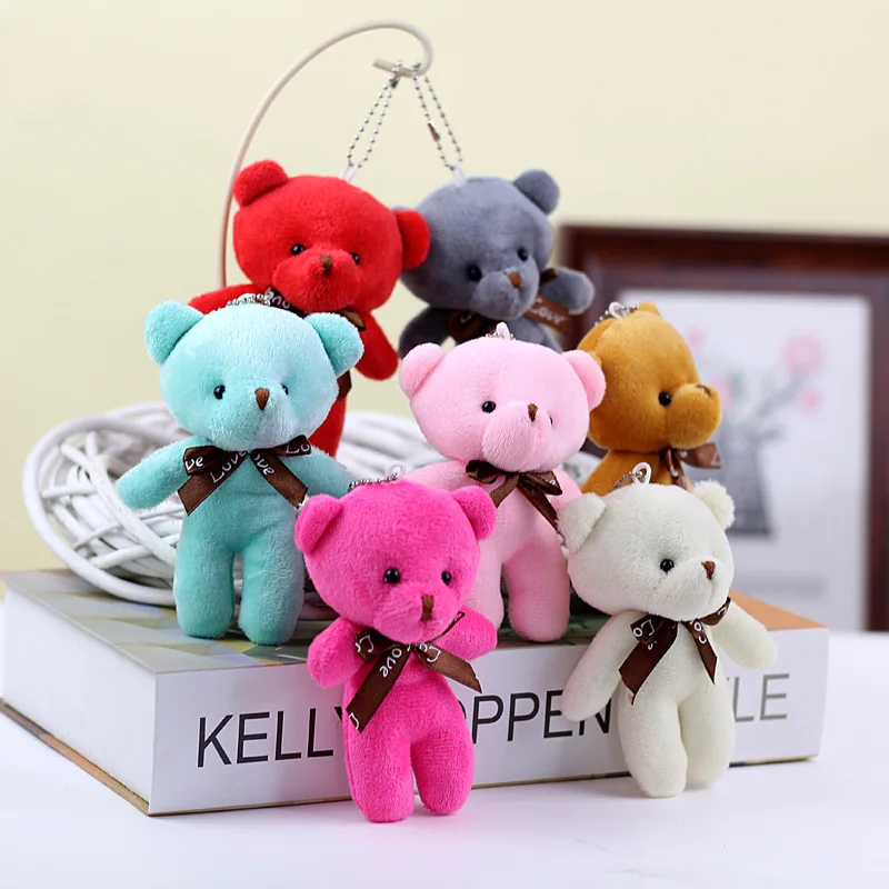 10pcs/lot Bear Stuffed Plush Toy Mini Bear Doll Keychain Soft Stuffed Toy Key Chain Bag Pendant Wedding Decoration Birthday Gift