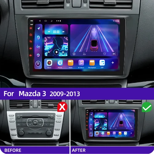 Imagen 2 del producto Radio de coche 2 Din para Mazda 3 2009 2010 2011 2012 2013 reproductor Multimedia Android 14 4G navegación GPS Carplay unidad principal de DVD