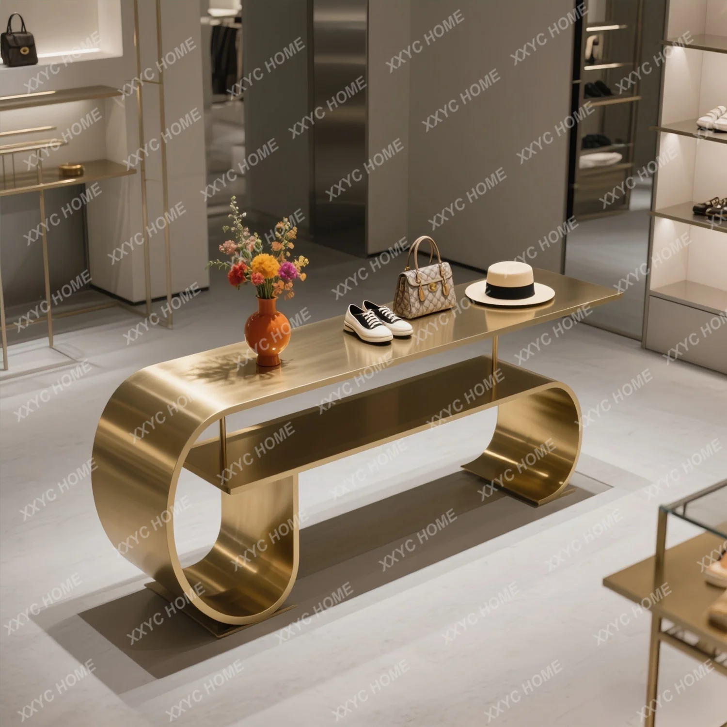 

L Clothing store display stainless steel water table simple display table