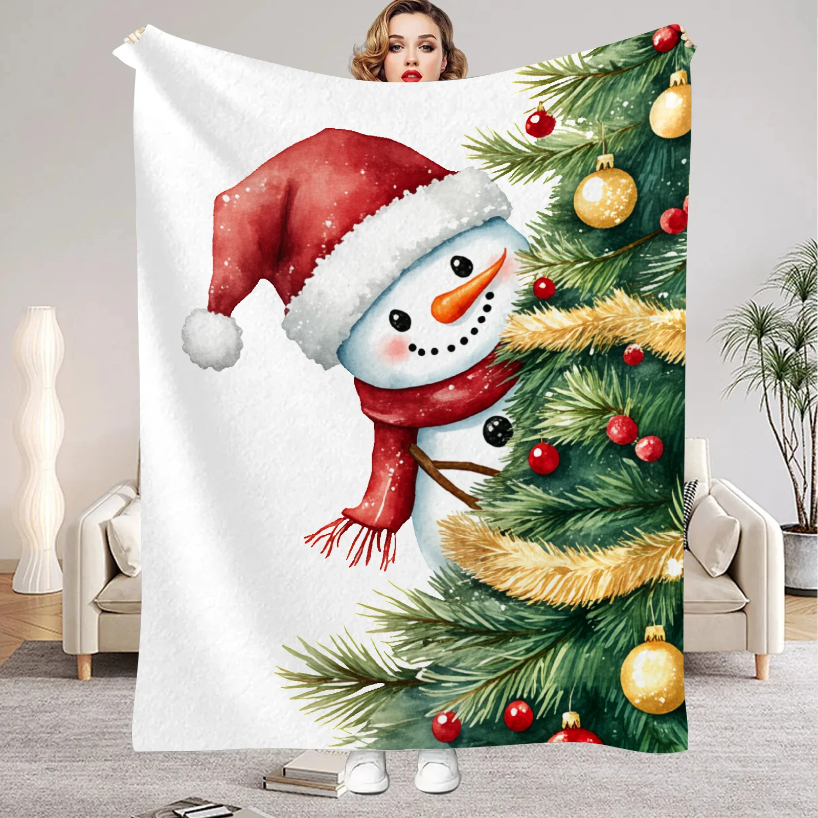 1pc Frohe Weihnachten Baum Schneemann Gedruckt Decke Qualität Weiche Warme Decke Winter Kinder Couch Bett Flauschigen Bettdecke Neue jahr