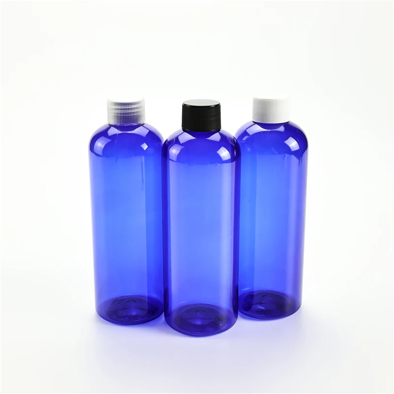 Blue 300ML X 20 Plastic Round Shoulder Bottle With Screw Cap 300CC Makeup Sub-bottling Toner Water Massage Oil Packing Container