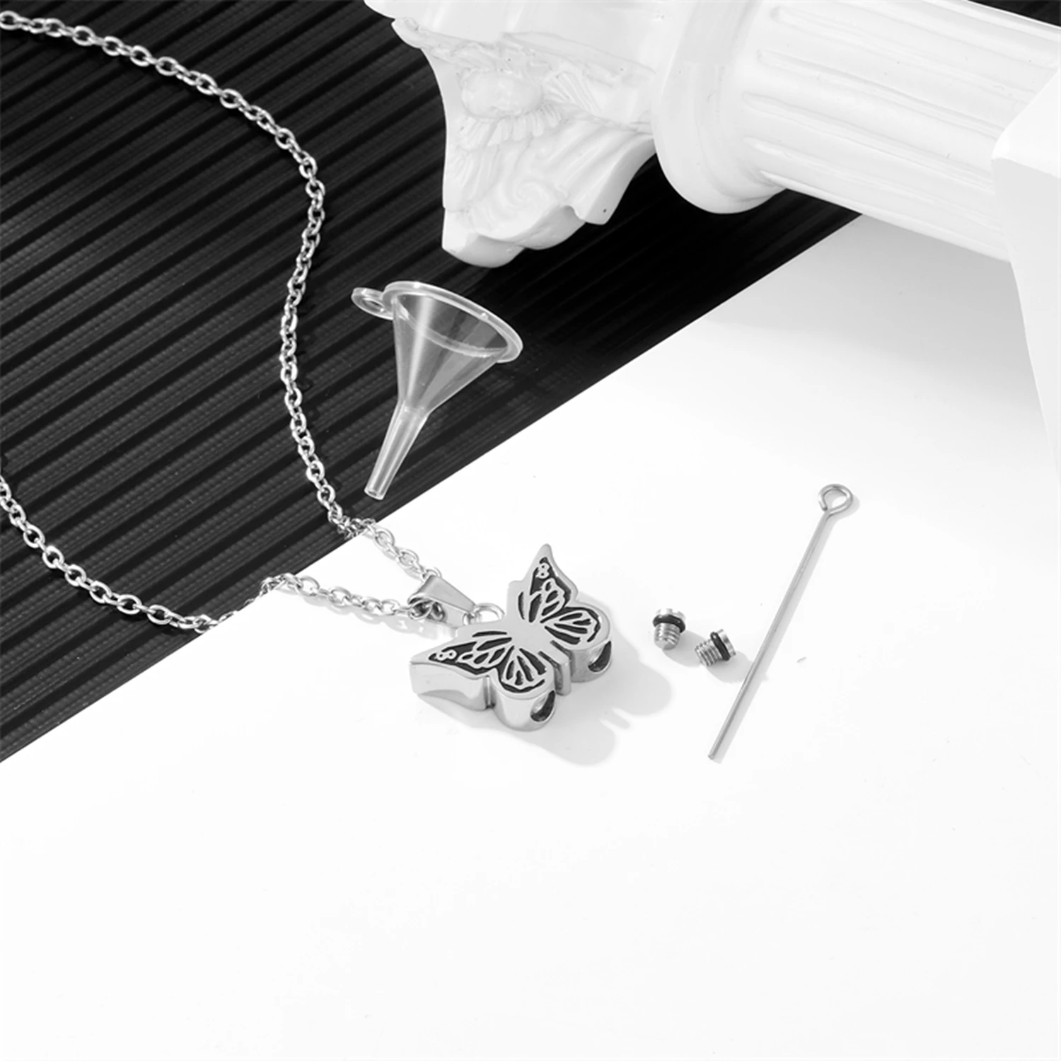 Cremation Necklace - Stainless Steel Ashes Pendant for Human Ash, Memorial Urn Jewelry Keepsake