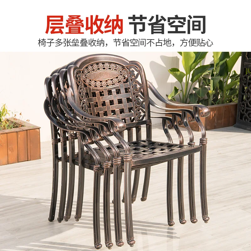 Tables et chaises d'extérieur en fonte d'aluminium, table en fer forgé pour terrasse, villa en plein air, jardin extérieur