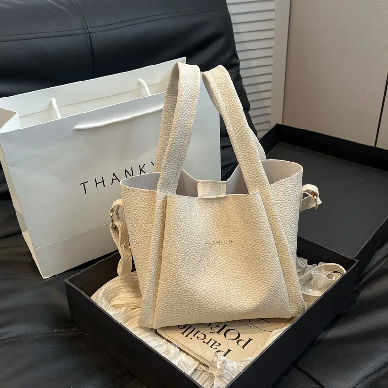 

2025 Spring New 2-Piece Mother-Daughter Bucket Bag - Women's Soft Leather Shoulder Bag - Casual Minimalist Crossbody Tote